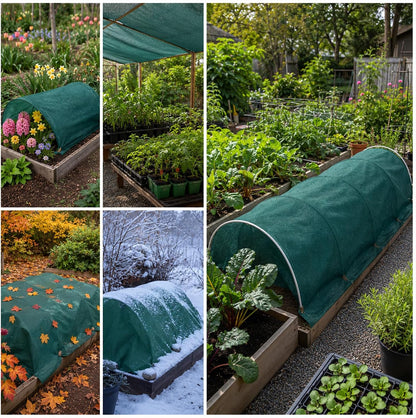 Plant Covers Freeze Protection, 10ft x 30ft 1.41 oz/yd² Frost Cloth Plant Blankets Floating Row Covers with 20 Stainless Steel Clips for Winter Plants Gardens Frost/Sun Pests Protection, Dark Green