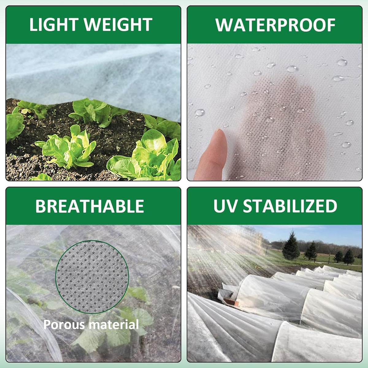 Plant Covers Freeze Protection, 10ft x 30ft 1.41 oz/yd² Frost Cloth Plant Blankets Floating Row Covers with 20 Stainless Steel Clips for Winter Plants Gardens Frost/Sun Pests Protection, Dark Green