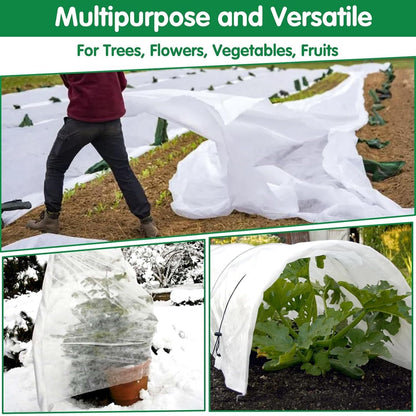 Plant Covers Freeze Protection, 10ft x 30ft 1.41 oz/yd² Frost Cloth Plant Blankets Floating Row Covers with 20 Stainless Steel Clips for Winter Plants Gardens Frost/Sun Pests Protection, Dark Green