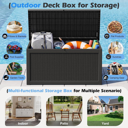 Outdoor Storage Box, 320 Gallon Resin Deck Boxes Outdoor Waterproof For Patio, Lockable And UV Resistant