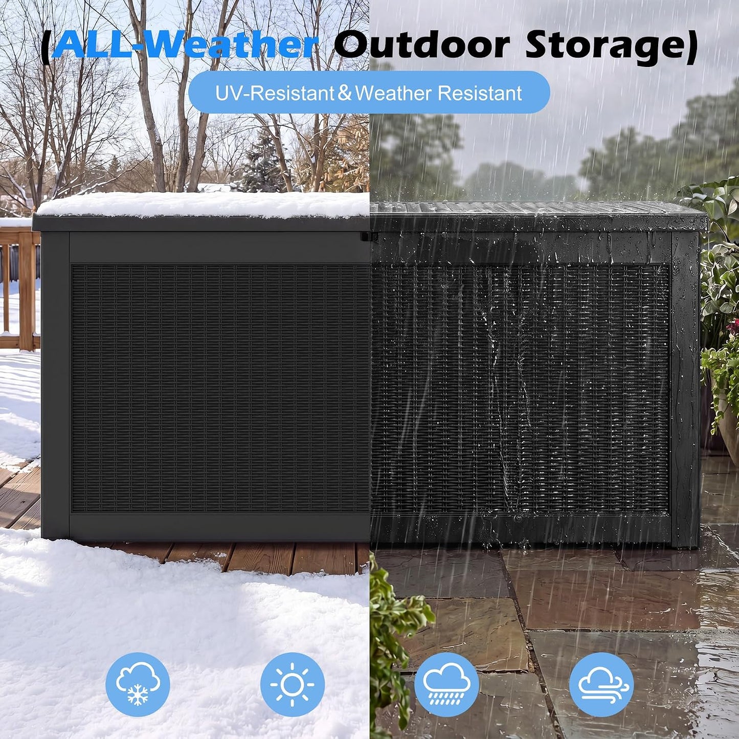 Outdoor Storage Box, 320 Gallon Resin Deck Boxes Outdoor Waterproof For Patio, Lockable And UV Resistant