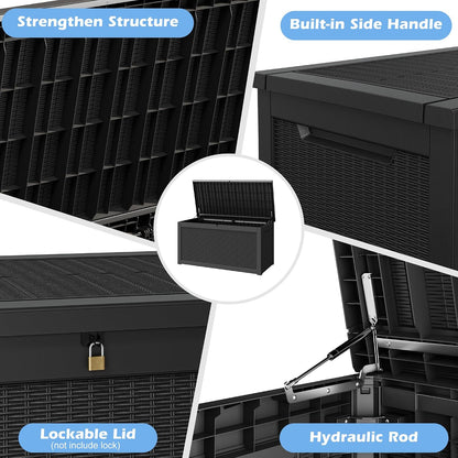 Outdoor Storage Box, 320 Gallon Resin Deck Boxes Outdoor Waterproof For Patio, Lockable And UV Resistant