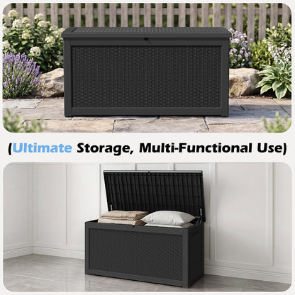Outdoor Storage Box, 320 Gallon Resin Deck Boxes Outdoor Waterproof For Patio, Lockable And UV Resistant
