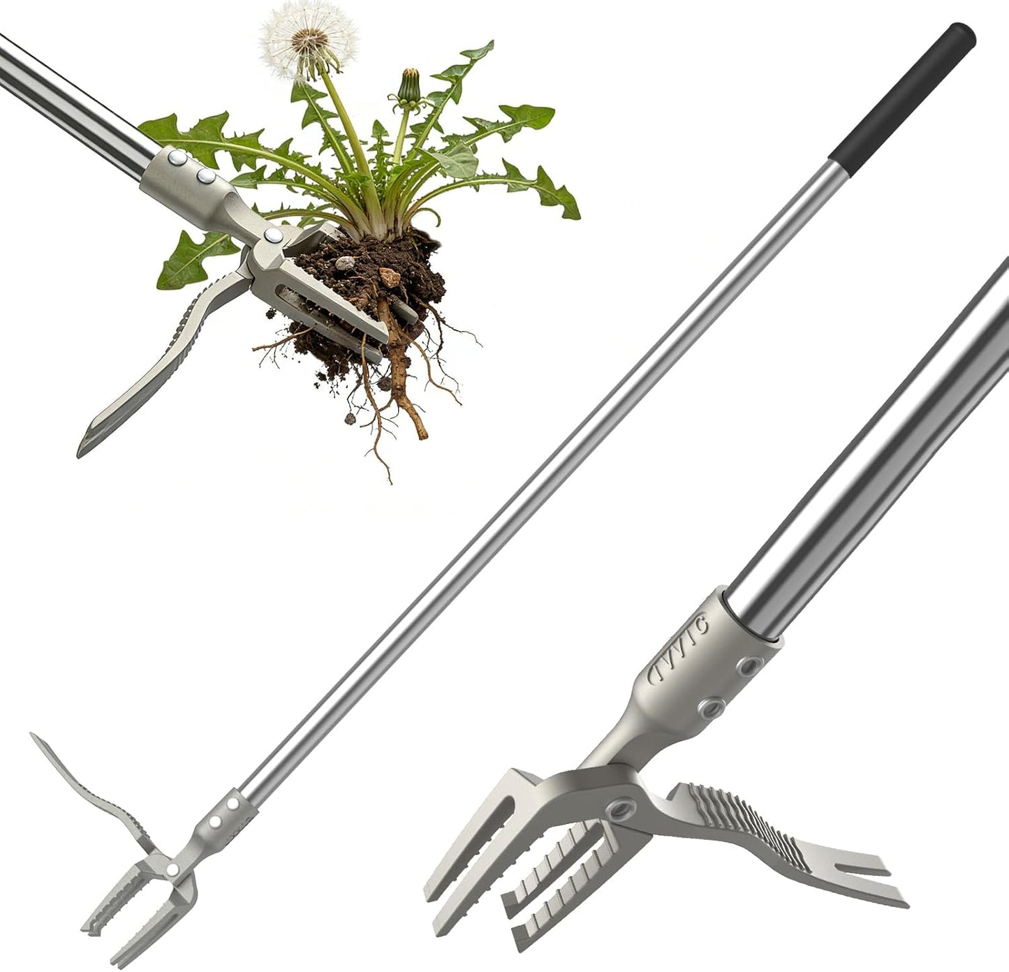 One-Piece Stand Up Weed Puller Tool with Long Handle, 47" Assembleless Stainless Steel Garden Weeder Dandelion Root Removal Without Kneeling