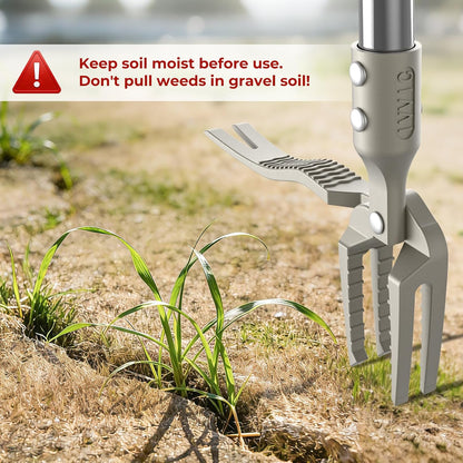 One-Piece Stand Up Weed Puller Tool with Long Handle, 47" Assembleless Stainless Steel Garden Weeder Dandelion Root Removal Without Kneeling