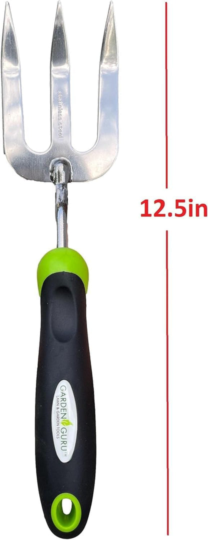 Stainless Steel Hand Weeder Fork Tool – Rust Resistant Stainless Steel – Ergonomic Handle – Great for Planting, Spreading Mulch, Weeding, Loosening & Transplanting Soil