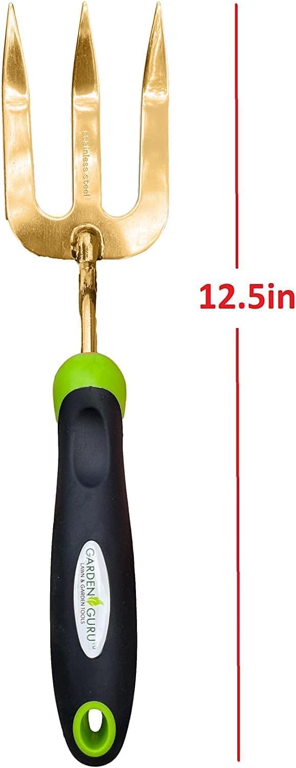 Stainless Steel Hand Weeder Fork Tool – Rust Resistant Stainless Steel – Ergonomic Handle – Great for Planting, Spreading Mulch, Weeding, Loosening & Transplanting Soil