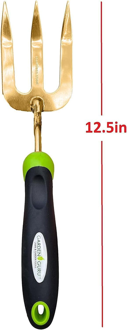 Stainless Steel Hand Weeder Fork Tool – Rust Resistant Stainless Steel – Ergonomic Handle – Great for Planting, Spreading Mulch, Weeding, Loosening & Transplanting Soil