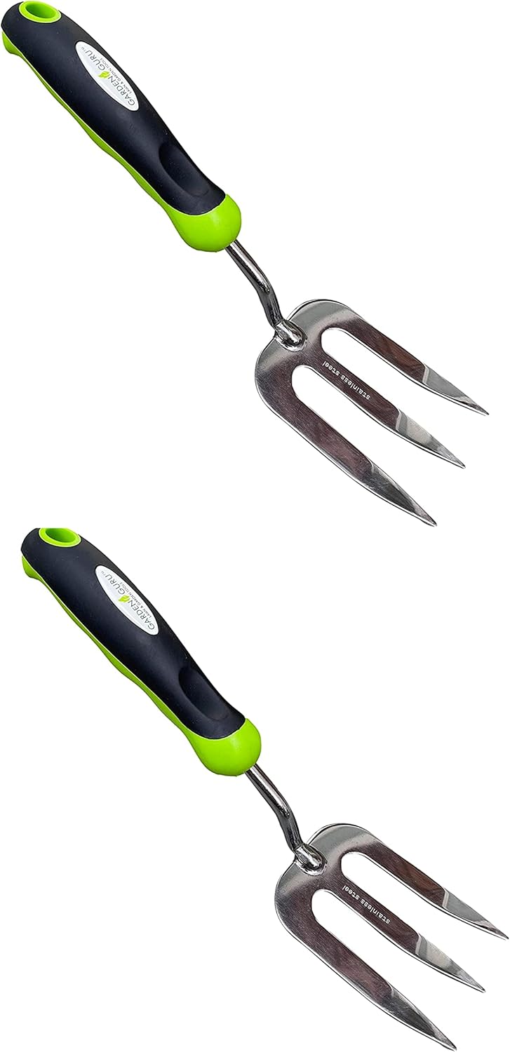 Stainless Steel Hand Weeder Fork Tool – Rust Resistant Stainless Steel – Ergonomic Handle – Great for Planting, Spreading Mulch, Weeding, Loosening & Transplanting Soil