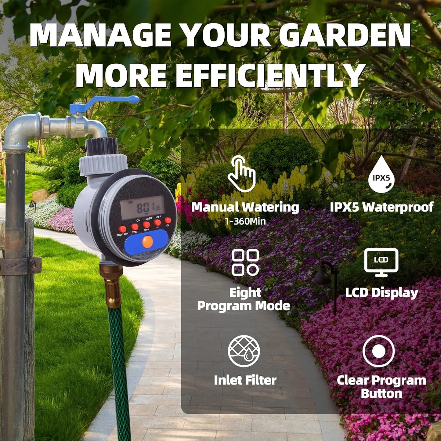 Programmable Garden Sprinkler Water Hose Timer for Outdoor