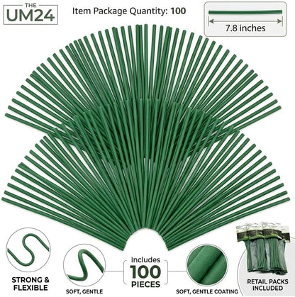 Set of 40 Plant Twist Tie - Flexible Green Rubber Coated Garden Training Wire (40)