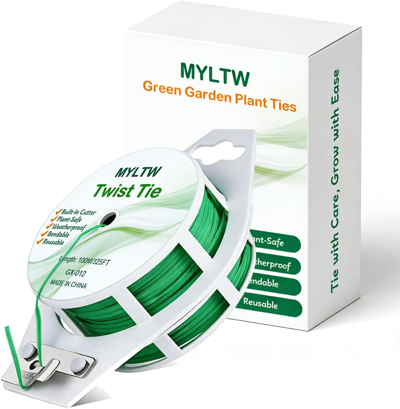 100m Garden Cable Ties & Cutters, Reusable Green Wire Twist Ties for Climbing Plants & Home Organization