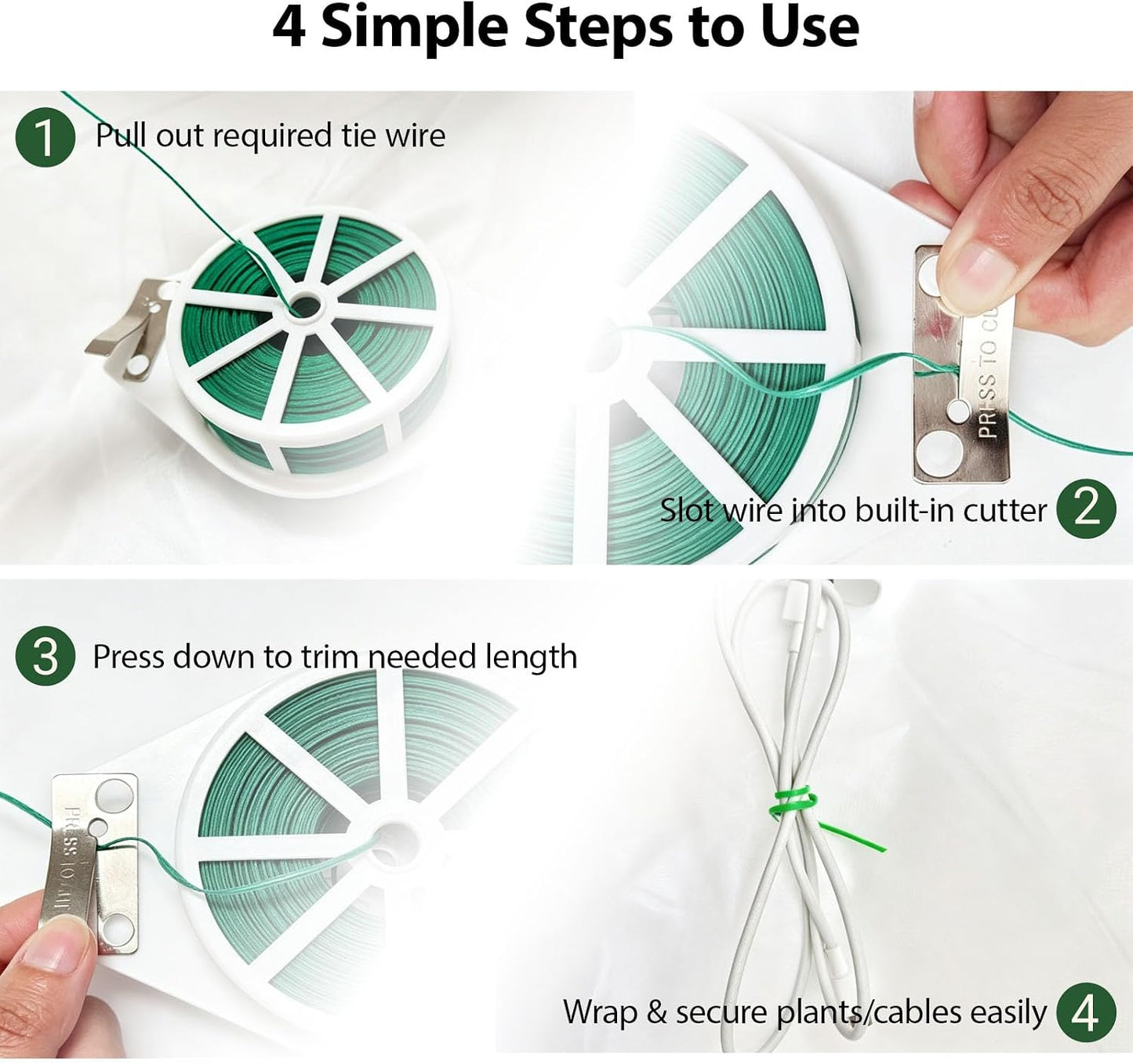 100m Garden Cable Ties & Cutters, Reusable Green Wire Twist Ties for Climbing Plants & Home Organization