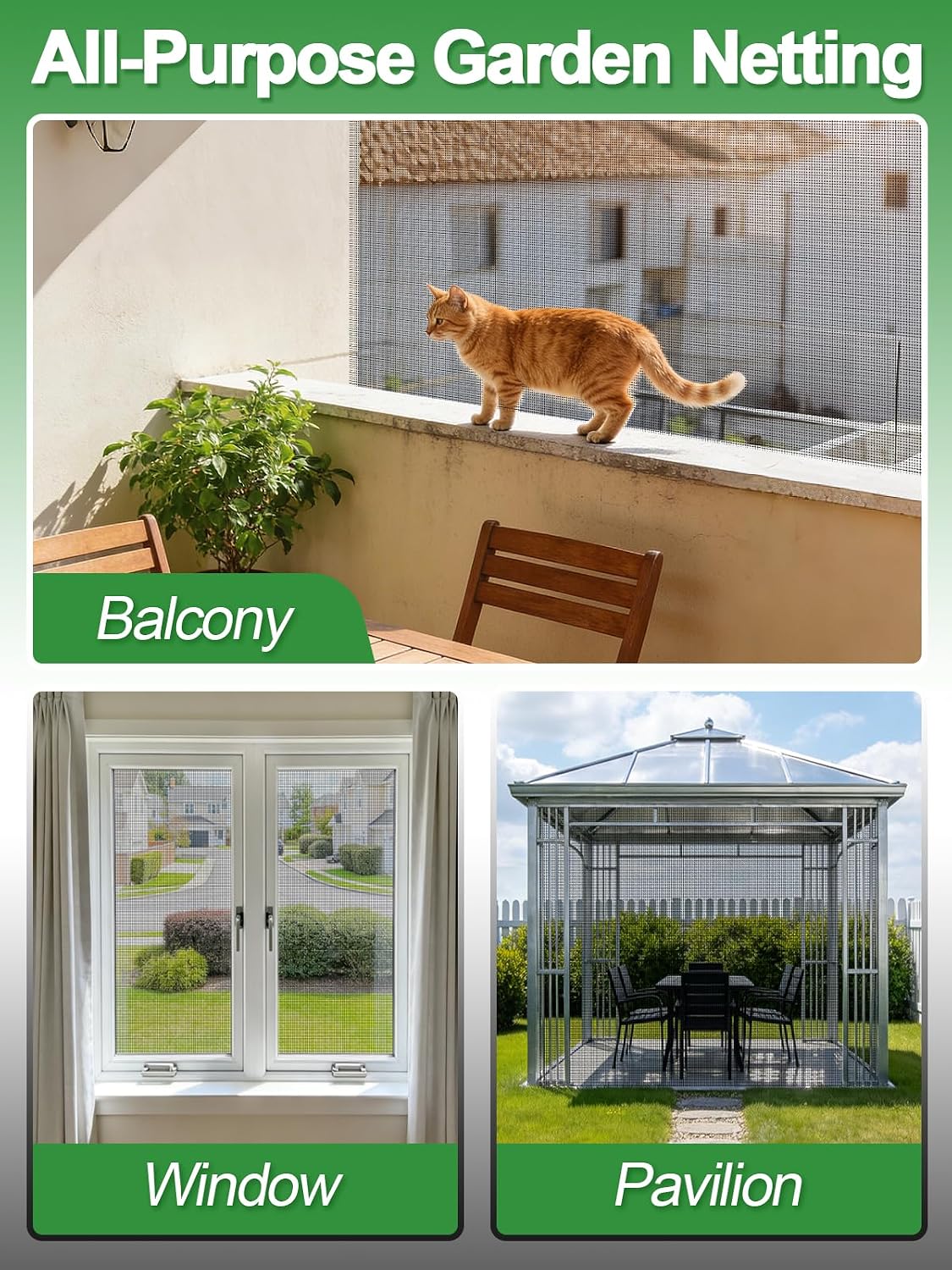 10x20ft PP Nanocomposite Garden Netting - Keep Bugs Out, Mosquito Net for Patio, Bird Barrier Mesh Screen for Balconies Outdoor Plants Vegetables Raised Beds, 33% Shade Rating