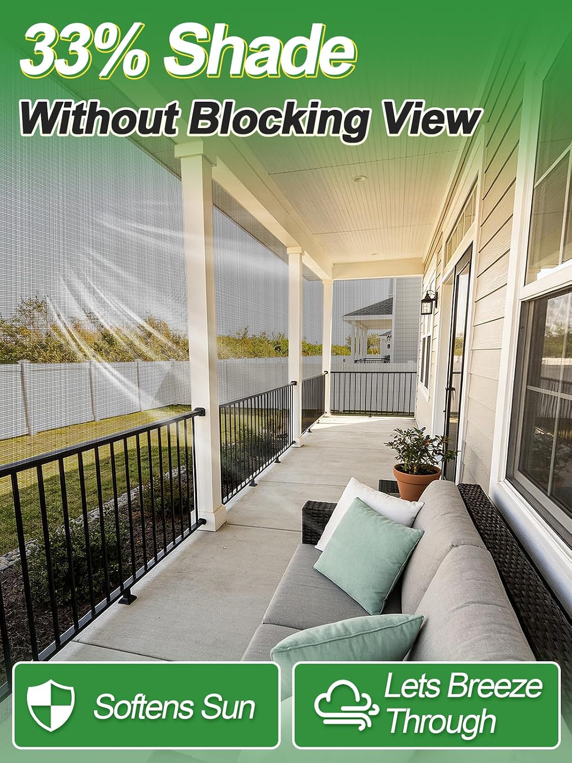 10x20ft PP Nanocomposite Garden Netting - Keep Bugs Out, Mosquito Net for Patio, Bird Barrier Mesh Screen for Balconies Outdoor Plants Vegetables Raised Beds, 33% Shade Rating