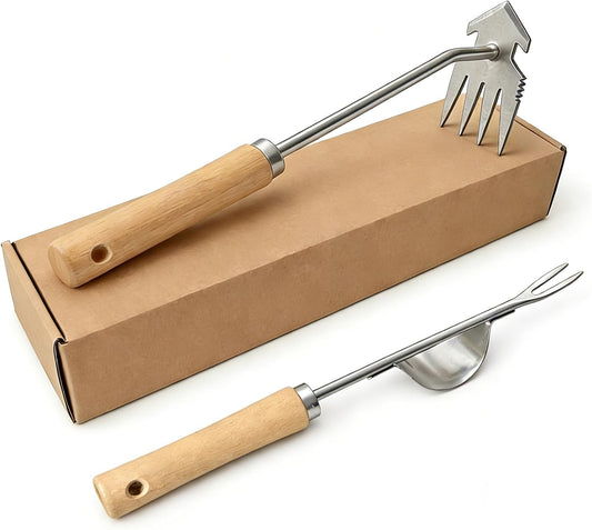 Weed Puller Tool, 2 Pack 4 Teeth Garden Weeding Uprooting Tools