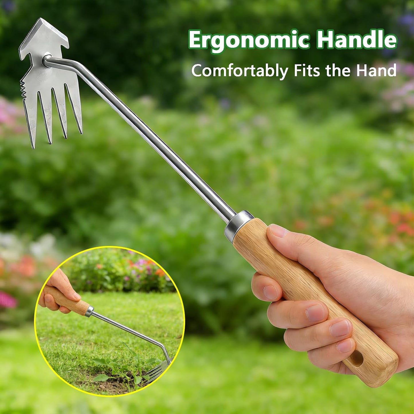 Weed Puller Tool, 2 Pack 4 Teeth Garden Weeding Uprooting Tools