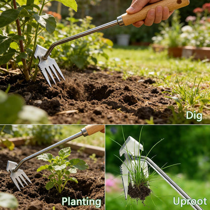 Weed Puller Tool, 2 Pack 4 Teeth Garden Weeding Uprooting Tools