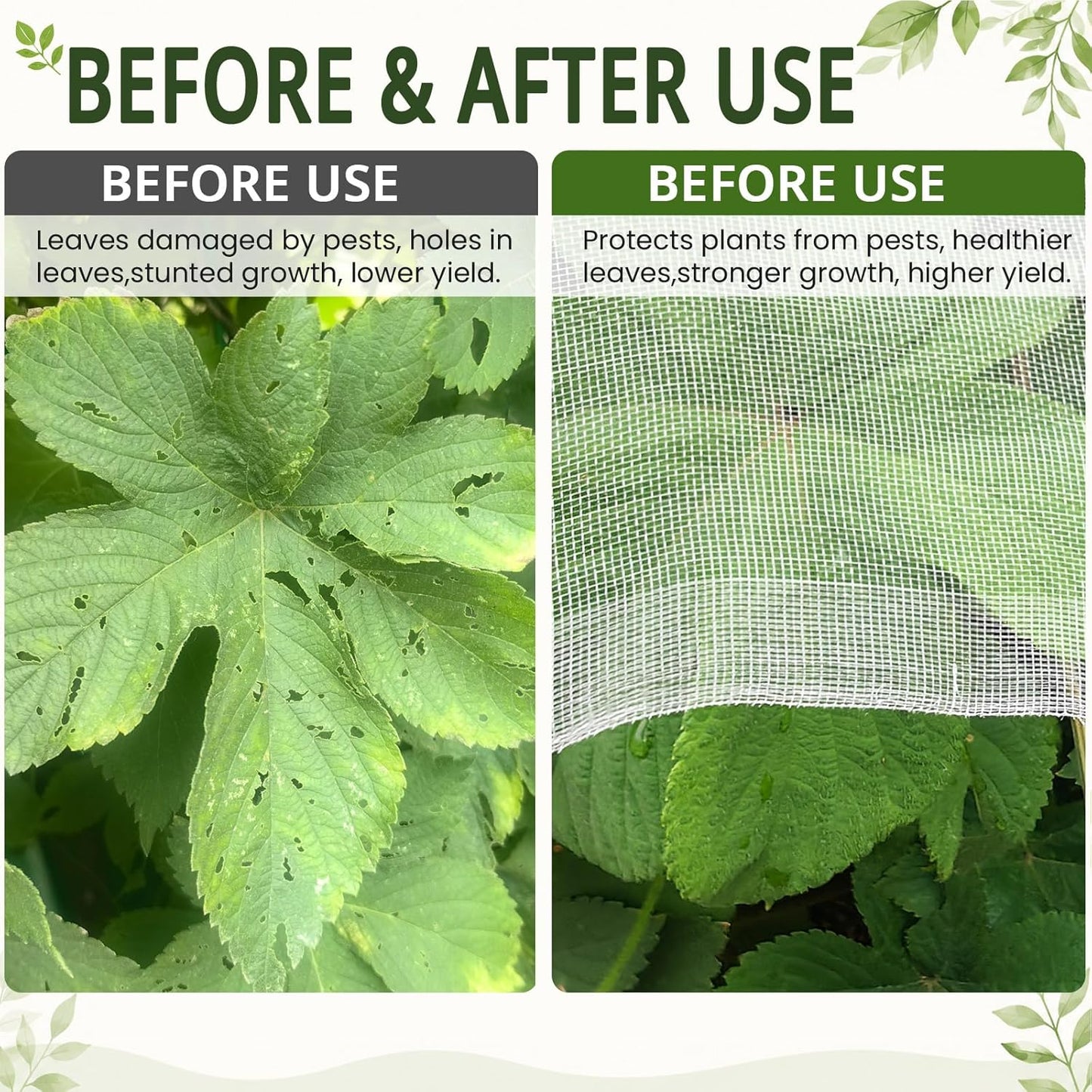 6.5Ft x 12Ft Garden Netting, Fine Mesh Insect Netting for Plant Protection