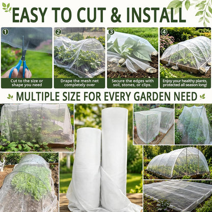 6.5Ft x 12Ft Garden Netting, Fine Mesh Insect Netting for Plant Protection