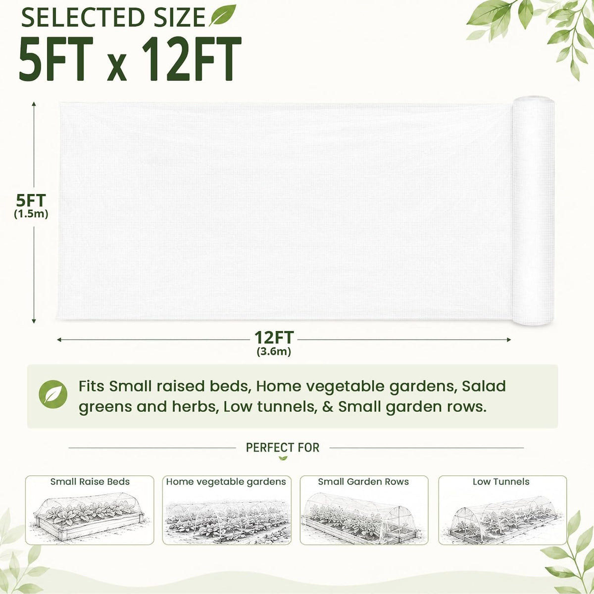6.5Ft x 12Ft Garden Netting, Fine Mesh Insect Netting for Plant Protection
