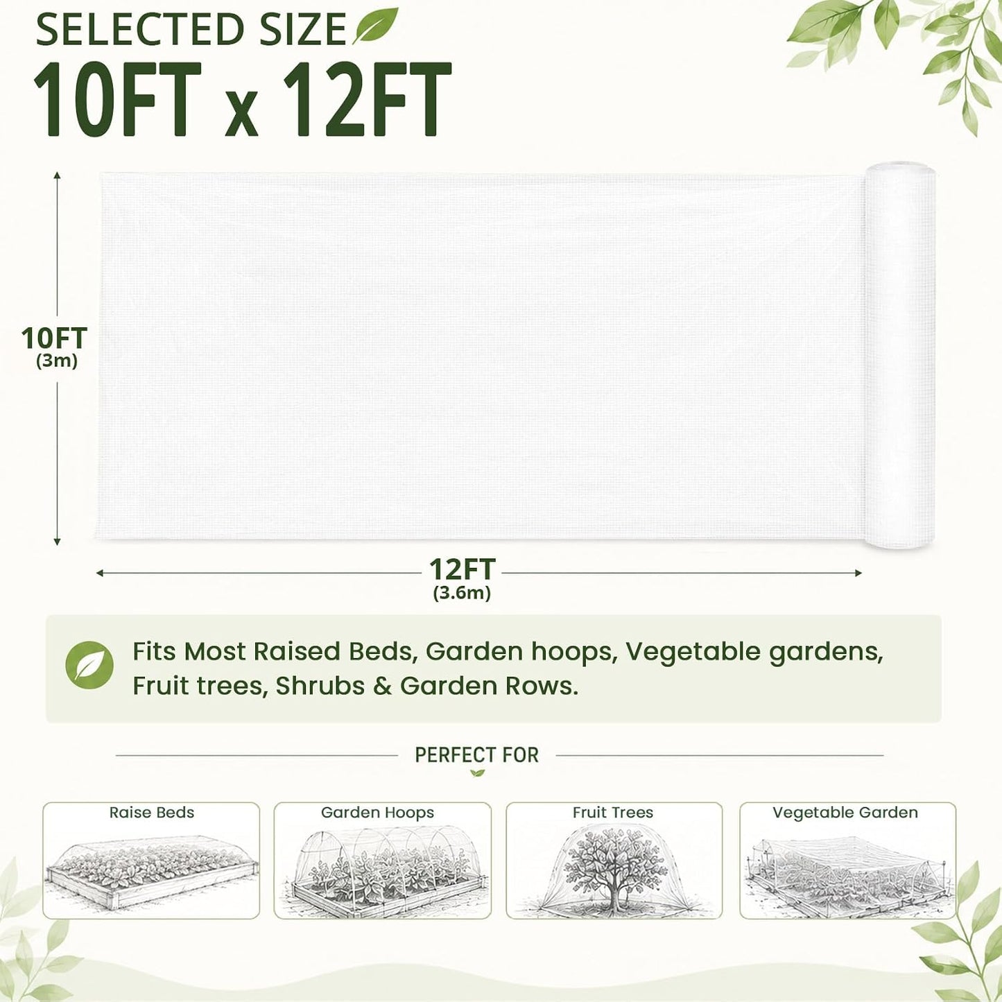 6.5Ft x 12Ft Garden Netting, Fine Mesh Insect Netting for Plant Protection