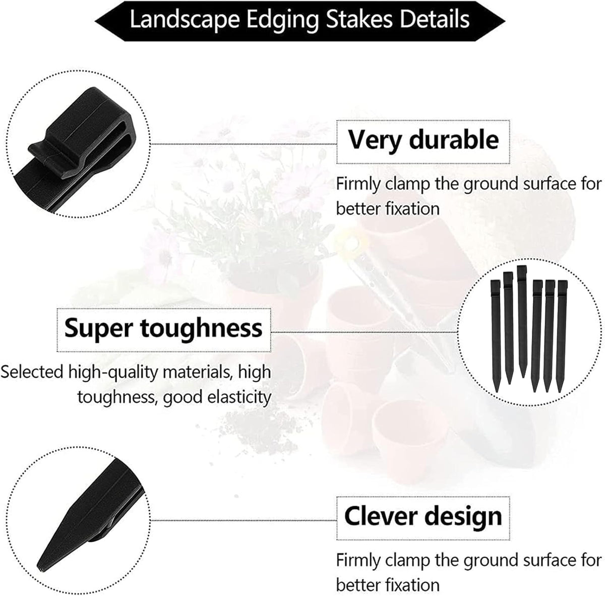30 PCS Edging Stakes, Landscape Edging Stake for Gardening, Ground Stakes