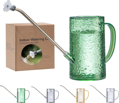 Small Watering Can Indoor Plants with 2 Spray Modes - 34oz Lightweight Plastic, Long Reach Spout & Bonus Shower Head for Indoor/Outdoor Plants