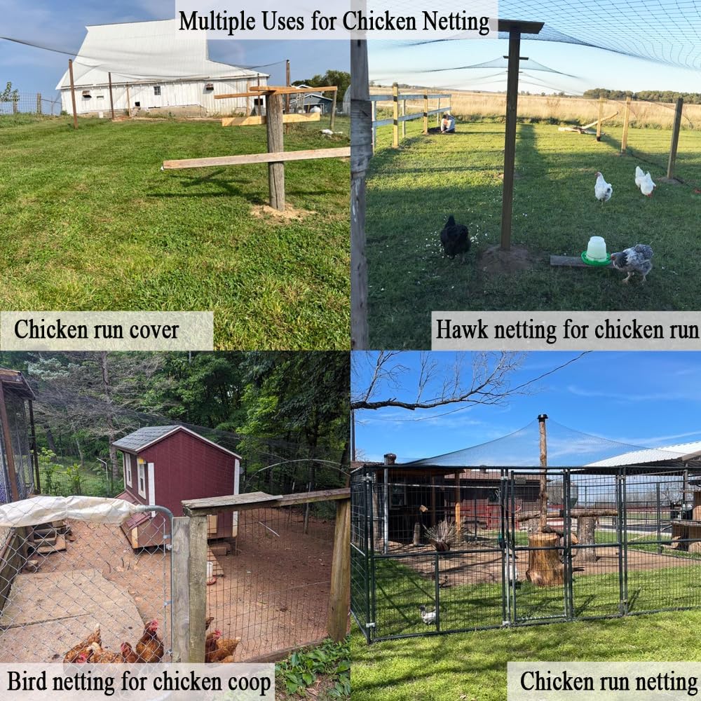 Bird Netting for Chicken Coop 15x15 FT, 1/2" Chicken Run Cover Net