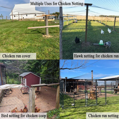 Bird Netting for Chicken Coop 15x15 FT, 1/2" Chicken Run Cover Net