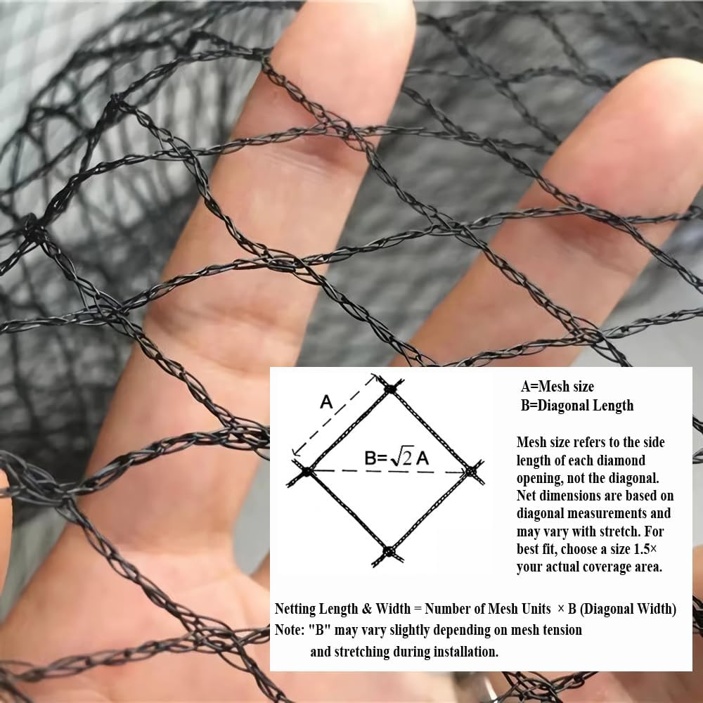 Bird Netting for Chicken Coop 15x15 FT, 1/2" Chicken Run Cover Net