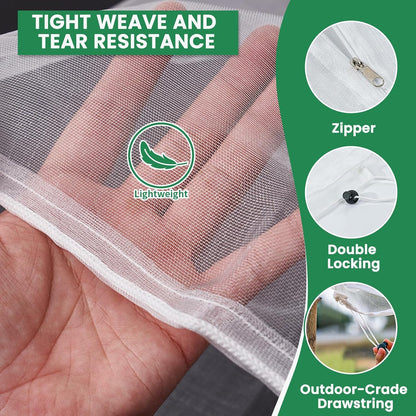 Bird Netting for Garden Protection, Insect Netting Pest Barrier Mesh Cover Bag with Zipper & Drawstring 4 Pack 3.3x4.9 Ft Reusable Garden Fruit Tree Netting for Vegetables, Bushes, Flowers and Plants