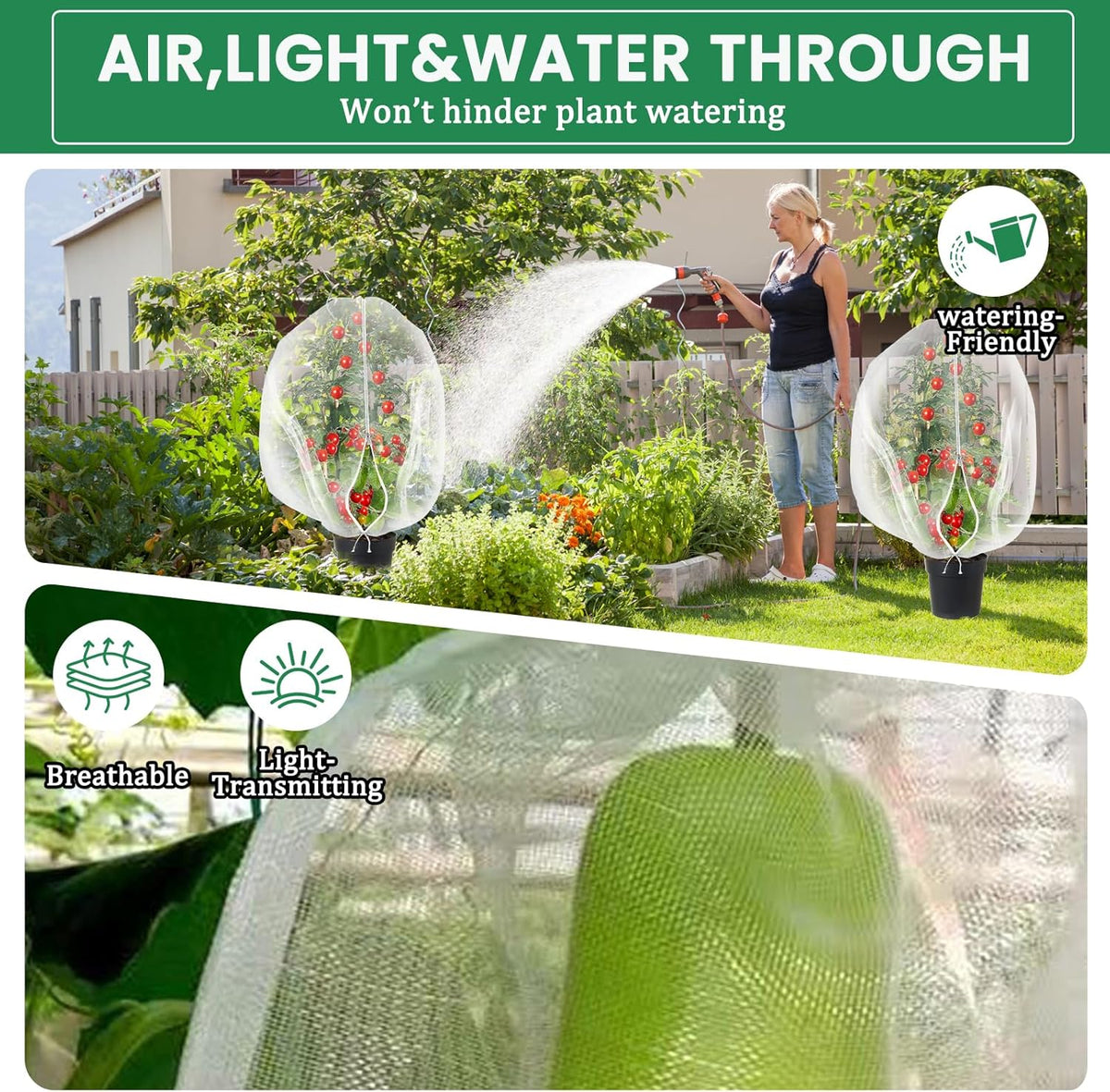 Bird Netting for Garden Protection, Insect Netting Pest Barrier Mesh Cover Bag with Zipper & Drawstring 4 Pack 3.3x4.9 Ft Reusable Garden Fruit Tree Netting for Vegetables, Bushes, Flowers and Plants