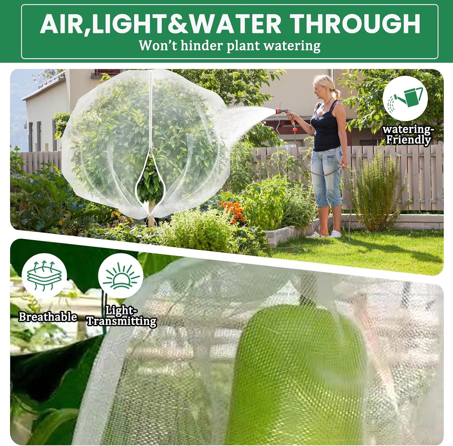 Bird Netting for Garden Protection, Insect Netting Pest Barrier Mesh Cover Bag with Zipper & Drawstring 4 Pack 3.3x4.9 Ft Reusable Garden Fruit Tree Netting for Vegetables, Bushes, Flowers and Plants