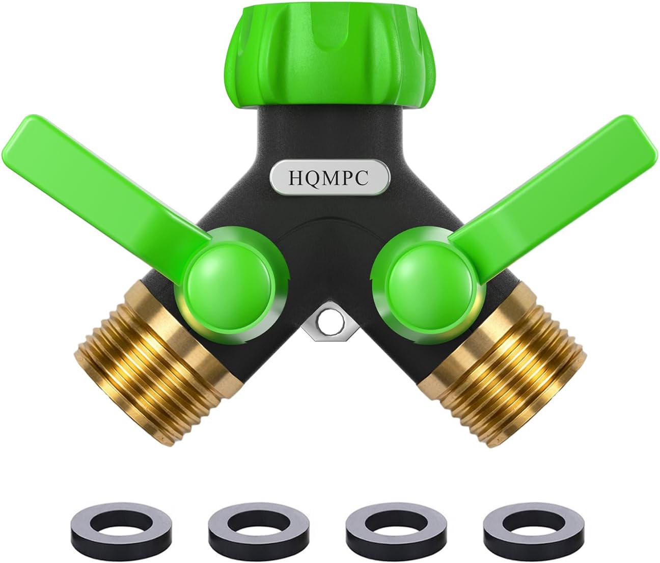Garden Hose Y Valve Splitter With Metal Long Handle Brass Hose Splitter Big Water Flow Hole- Spigot Splitter 2 way 3/4" GHT Thread