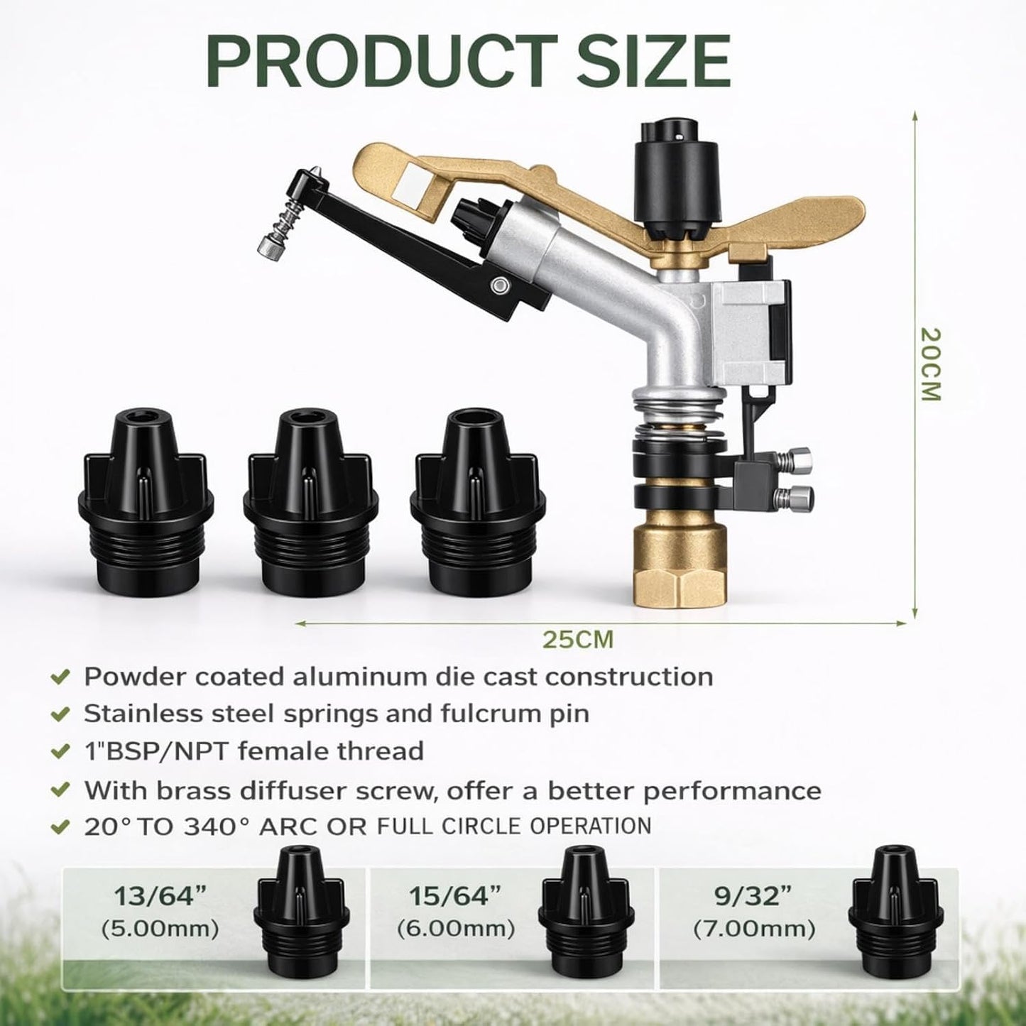 1 Pcs 1" Agriculture Farm Irrigation Sprinkler, Spray Gun Heads