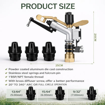 1 Pcs 1" Agriculture Farm Irrigation Sprinkler, Spray Gun Heads
