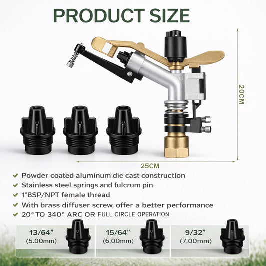 1 Pcs 1" Agriculture Farm Irrigation Sprinkler, Spray Gun Heads