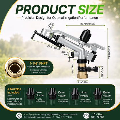 1 Pcs 1" Agriculture Farm Irrigation Sprinkler, Spray Gun Heads