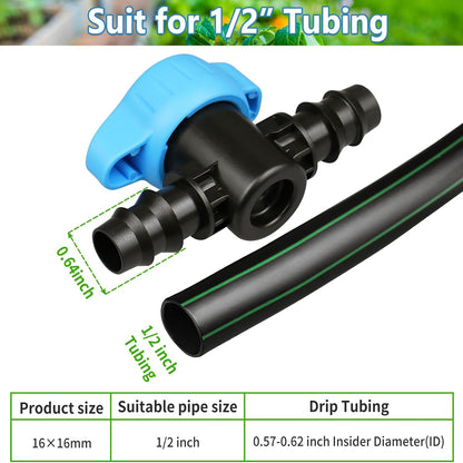 Drip Irrigation Fittings, 15 Pcs Lock Barbed Tee for 1/2 to 1/4 Inch Vinyl Tubing, Drip Line Parts 3-Way Tees Irrigation Connectors for Drip Sprinkler Garden Lawn Systems, Green