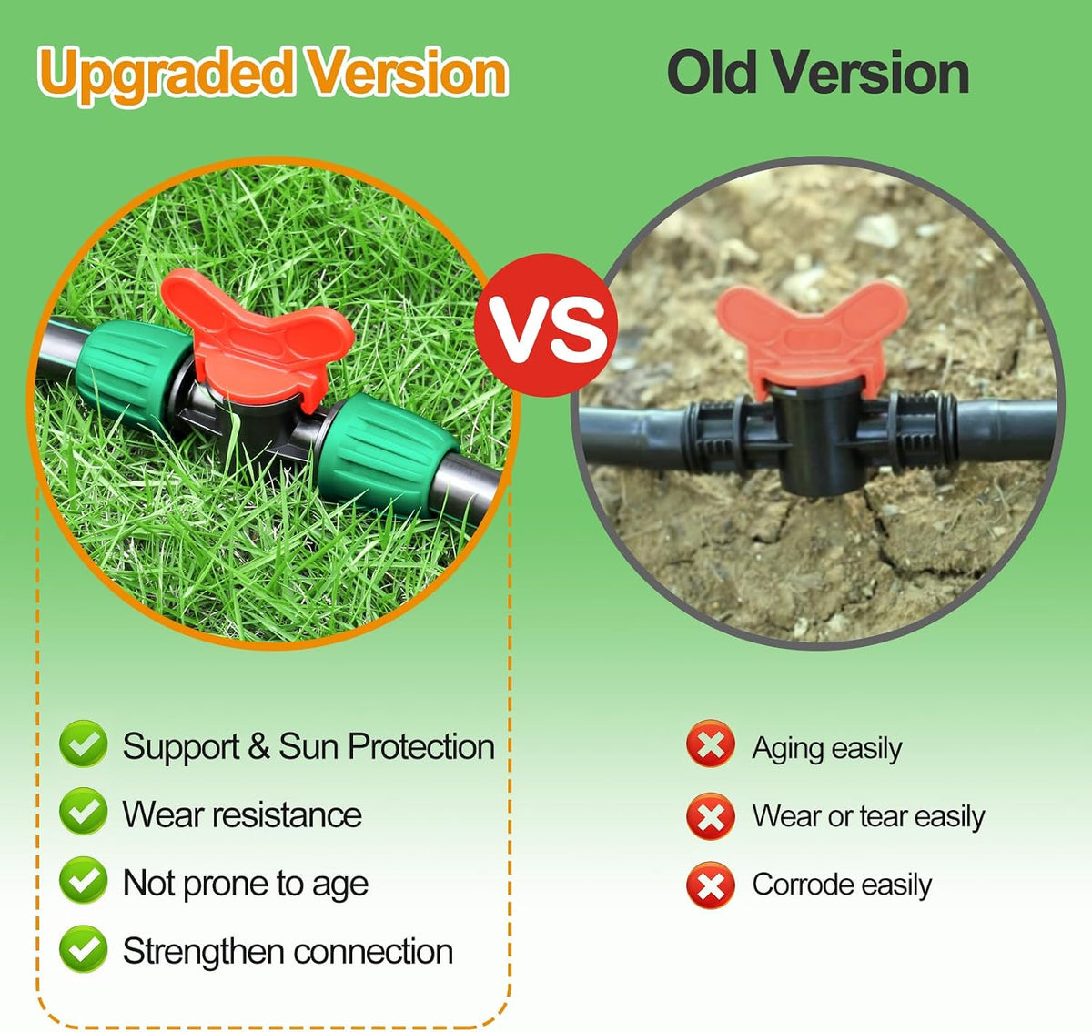 Drip Irrigation Fittings, 15 Pcs Lock Barbed Tee for 1/2 to 1/4 Inch Vinyl Tubing, Drip Line Parts 3-Way Tees Irrigation Connectors for Drip Sprinkler Garden Lawn Systems, Green