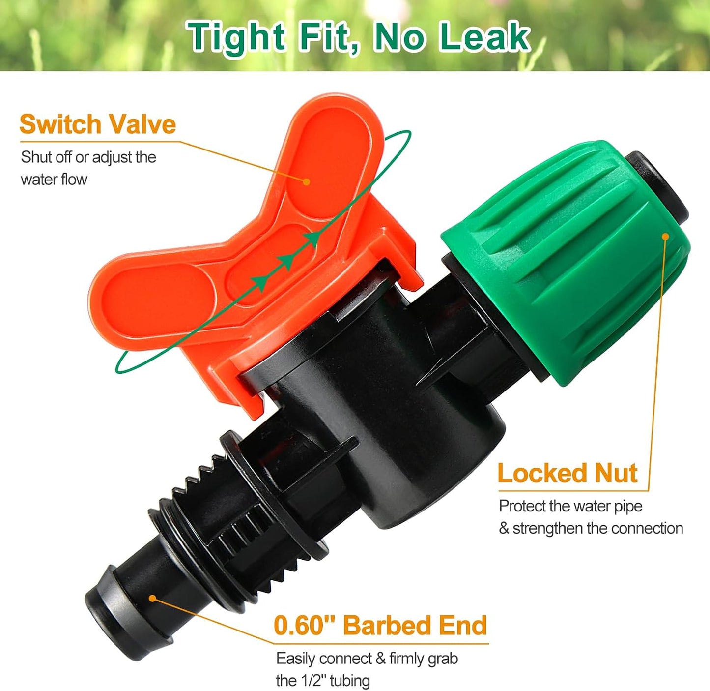 Drip Irrigation Fittings, 15 Pcs Lock Barbed Tee for 1/2 to 1/4 Inch Vinyl Tubing, Drip Line Parts 3-Way Tees Irrigation Connectors for Drip Sprinkler Garden Lawn Systems, Green