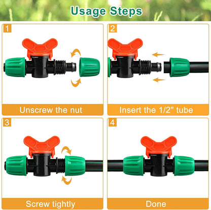 Drip Irrigation Fittings, 15 Pcs Lock Barbed Tee for 1/2 to 1/4 Inch Vinyl Tubing, Drip Line Parts 3-Way Tees Irrigation Connectors for Drip Sprinkler Garden Lawn Systems, Green