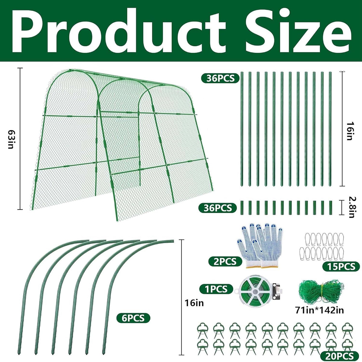 2 Packs Garden Cucumber Trellis for Plant- 47 x 47 Inch Metal Arch Melon Trellis for Raised Bed- Foldable Tunnel Trellis with Climbing Net Clips for Growing Vine Vegetable
