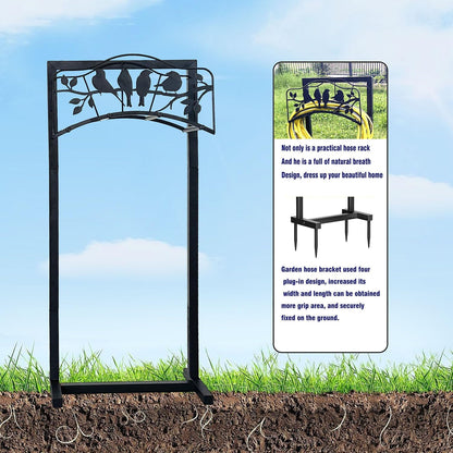 Garden Hose Holder Freestanding with 4 Spikes, Detachable Heavy Duty Water Hose Holders Stand, Reinforced Garden Hose Storage Rack for Lawn & Yard