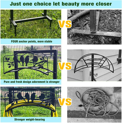 Garden Hose Holder Freestanding with 4 Spikes, Detachable Heavy Duty Water Hose Holders Stand, Reinforced Garden Hose Storage Rack for Lawn & Yard