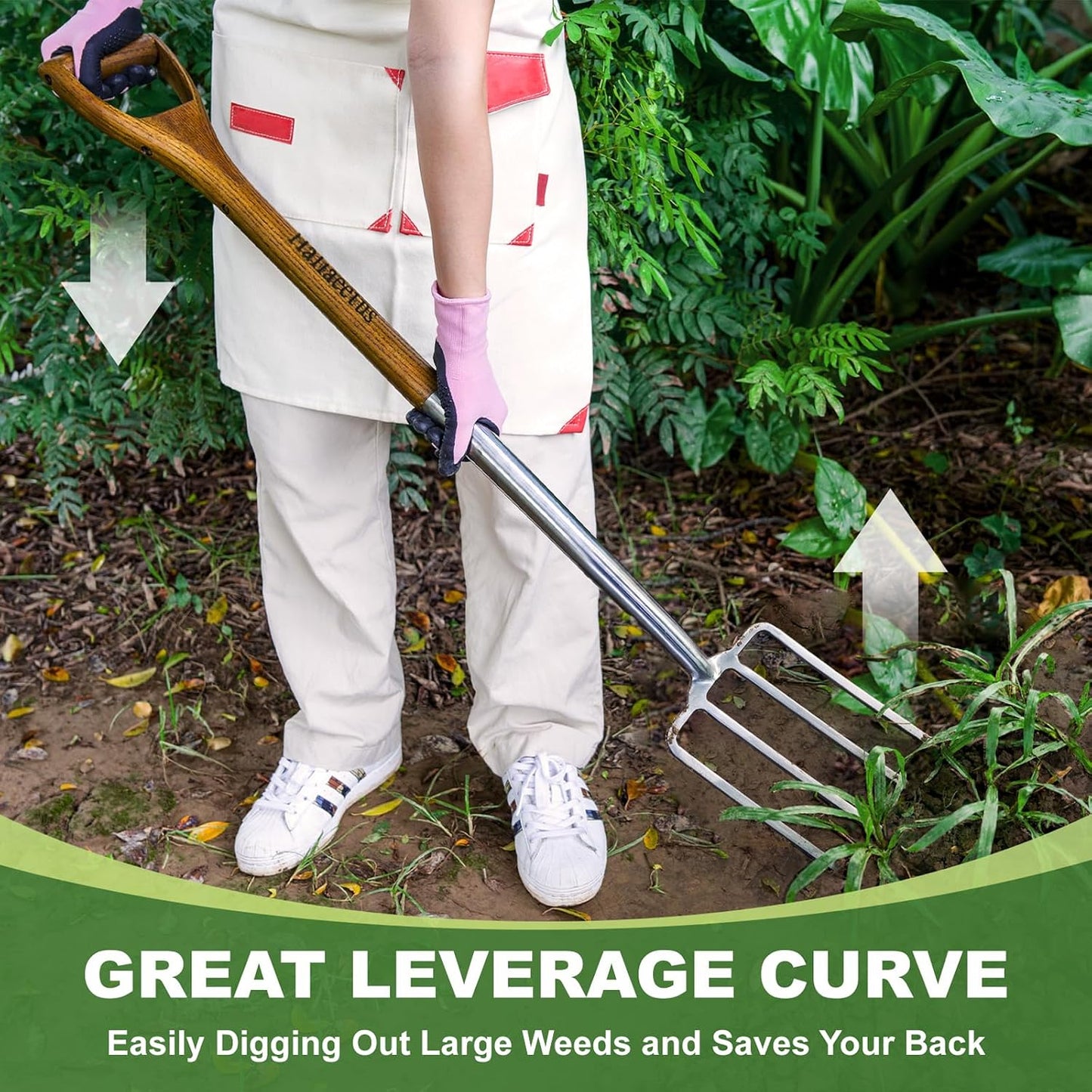 Garden Hand Fork, 12.3'' Hand Weeding Fork with Sharp Tine