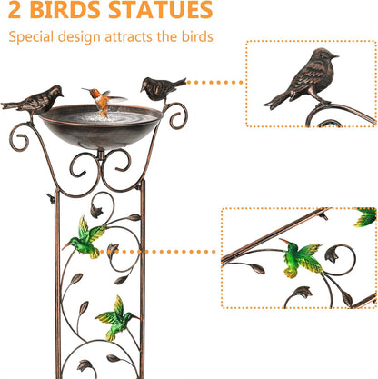 43.5 Inch Metal Bird Bath Bowl with Garden Trellis Outdoor