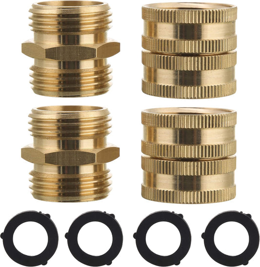 Garden Hose Adapter 3/4”, Male to Male, Female to Female, 4-Pack