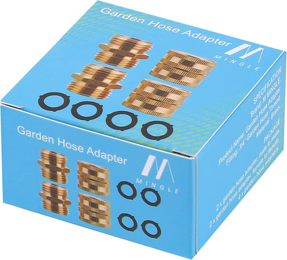 Garden Hose Adapter 3/4”, Male to Male, Female to Female, 4-Pack